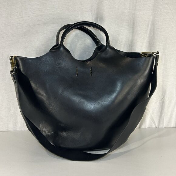 Madewell Edinburgh Bucket Tote Bag Black Leather Shoulder Purse - Picture 1 of 11